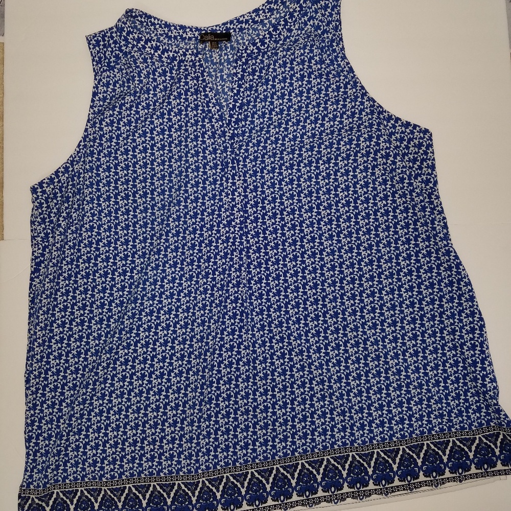 Dalia Blue Sleeveless Blouse Top Womens Size 1X - Picture 2 of 7